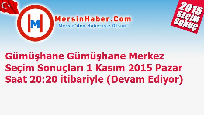 Gümüşhane Gümüşhane Merkez Seçim Sonuçları 1 Kasım 2015 Pazar Saat 20:20 itibariyle (Devam Ediyor)