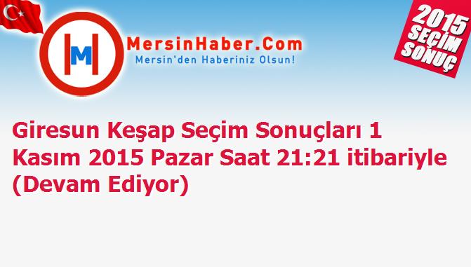 Giresun Keşap Seçim Sonuçları 1 Kasım 2015 Pazar Saat 21:21 itibariyle (Devam Ediyor)