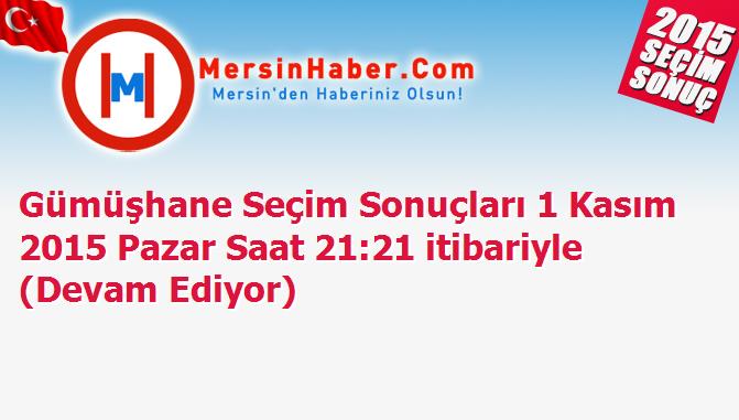 Gümüşhane Seçim Sonuçları 1 Kasım 2015 Pazar Saat 21:21 itibariyle (Devam Ediyor)
