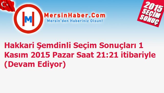 Hakkari Şemdinli Seçim Sonuçları 1 Kasım 2015 Pazar Saat 21:21 itibariyle (Devam Ediyor)