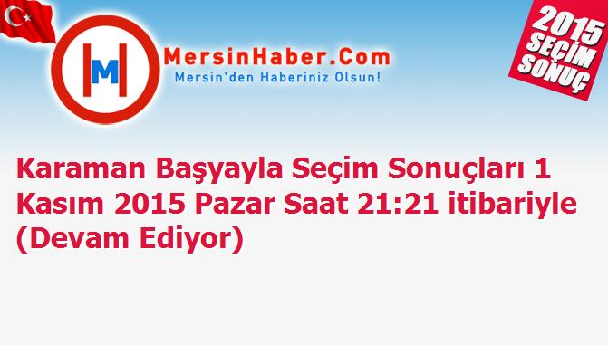 Karaman Başyayla Seçim Sonuçları 1 Kasım 2015 Pazar Saat 21:21 itibariyle (Devam Ediyor)
