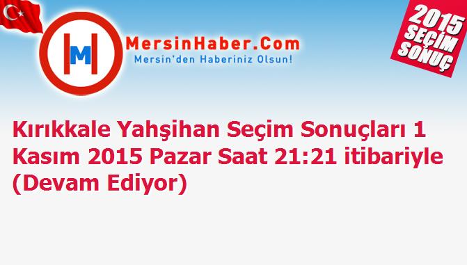 Kırıkkale Yahşihan Seçim Sonuçları 1 Kasım 2015 Pazar Saat 21:21 itibariyle (Devam Ediyor)