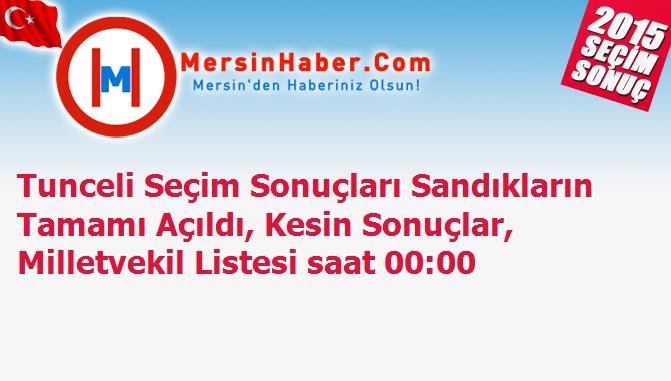 Tunceli Seçim Sonuçları Sandıkların Tamamı Açıldı, Kesin Sonuçlar, Milletvekil Listesi saat 00:00