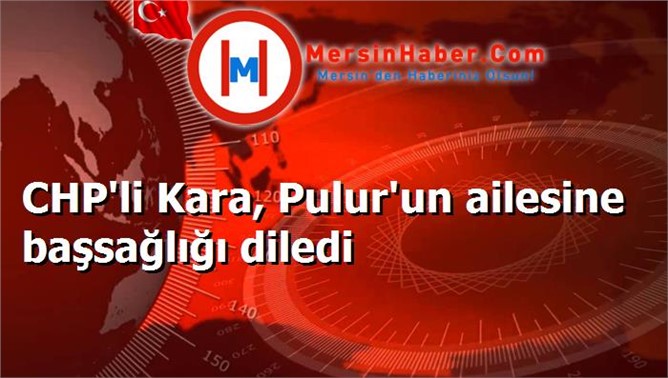 CHP'li Kara, Pulur'un ailesine başsağlığı diledi
