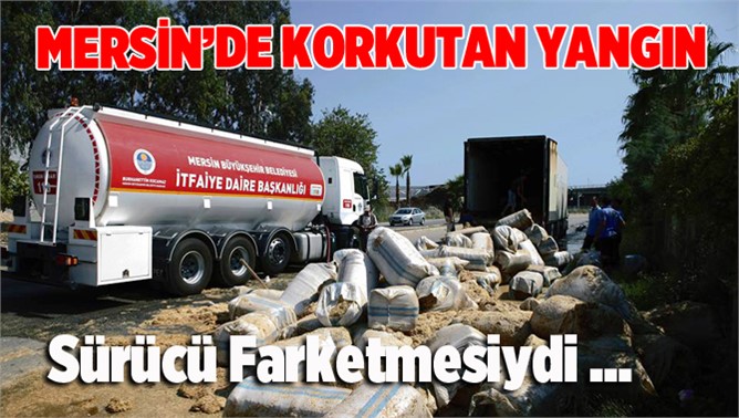 TIR dorsesindeki saman balyaları alev aldı