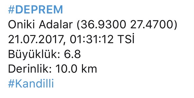 Ege'de 6.3 büyüklüğünde deprem
