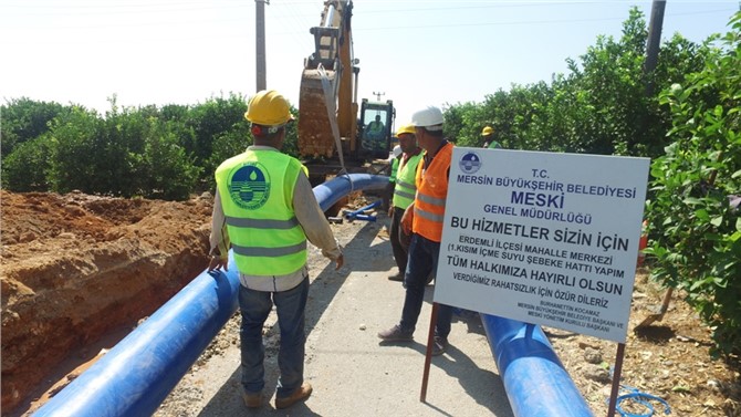 Çeşmeli Mahallesine 21 Kilometre Yeni İçmesuyu Şebeke Hattı Döşeniyor