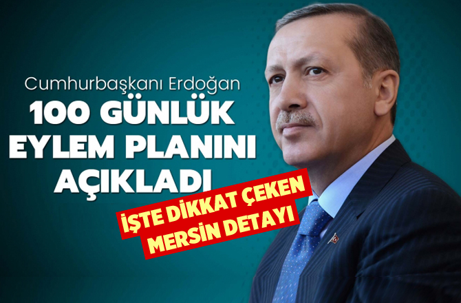 Cumhurbaşkanı Erdoğan'ın 100 Günlük İcraat Planında Mersin Detayı