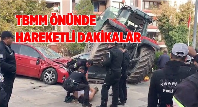TBMM önüne kadar gelen traktör durmadı: Polis, çiftçiyi bacağından vurdu