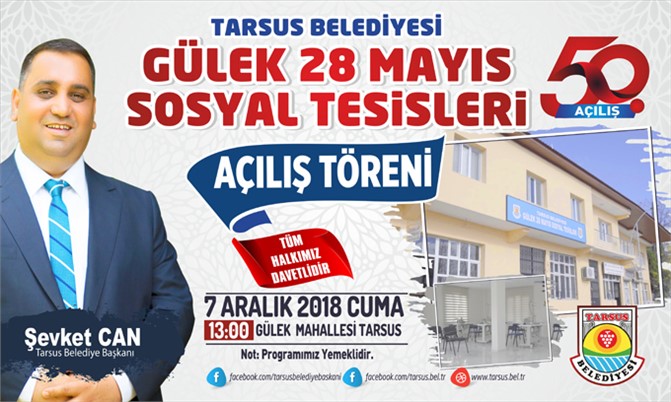 Tarsus Belediyesi 50. Hizmeti; Gülek Mahallesi Sosyal Tesisleri 7 Aralık Cuma Günü Açılıyor
