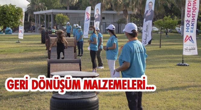 Mersin'deki İlçelere Geri Dönüşüm Malzemelerinden Seyyar Survivor Parkuru Yapıldı