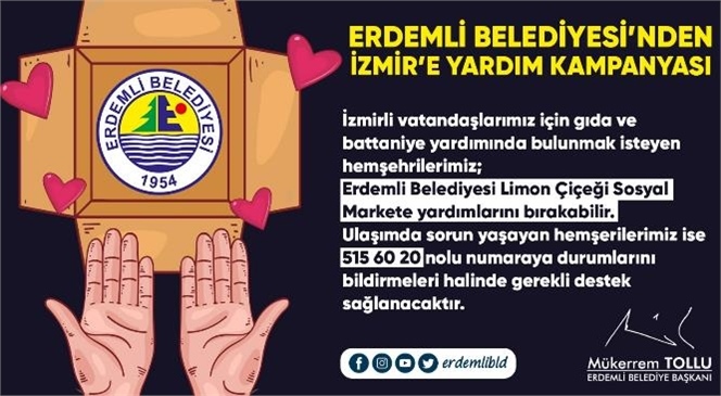 Erdemli Belediyesi’nden İzmir’e Yardım Kampanyası