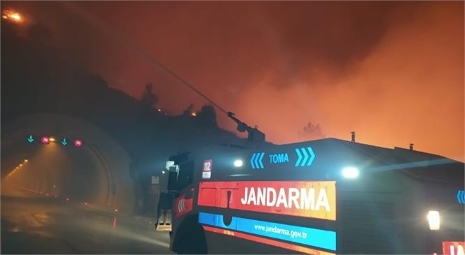 Mersin'deki Orman Yangınına Mersin İl Jandarma Komutanlığı, Teknik İmkân ve Olanaklarının Yanı Sıra Komando, Asayiş ve Trafik Ekipleri İle Destek Veriyor