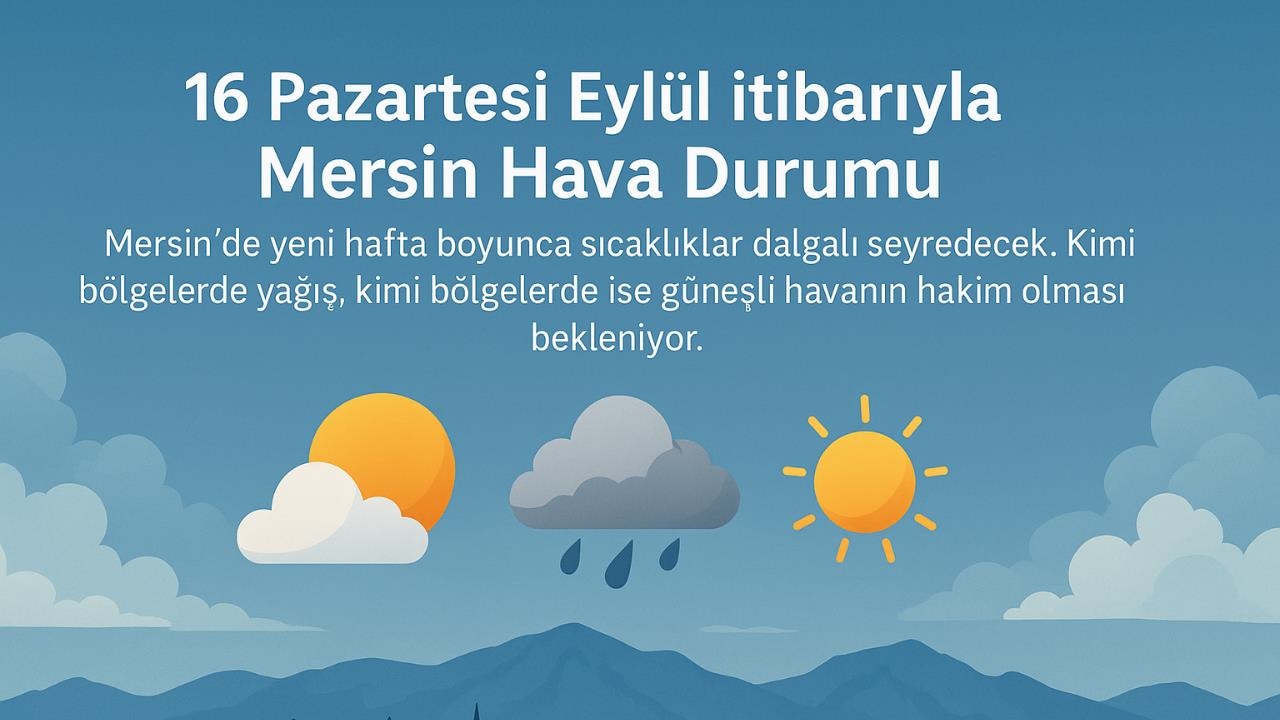 16 Pazartesi Eylül İtibariyle Mersin Hava Durumu