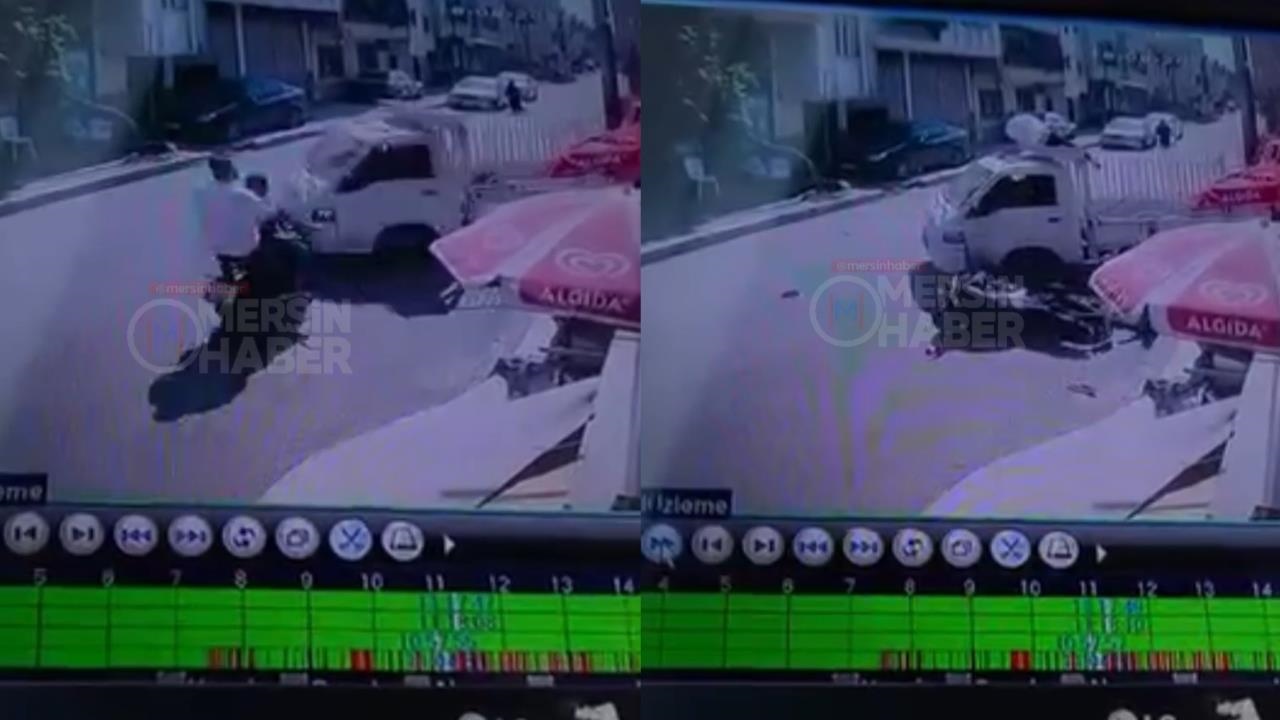 Mersin Akdeniz'de Yaşanan Kazada Motosikletli Kamyonetin Üzerine Düştü