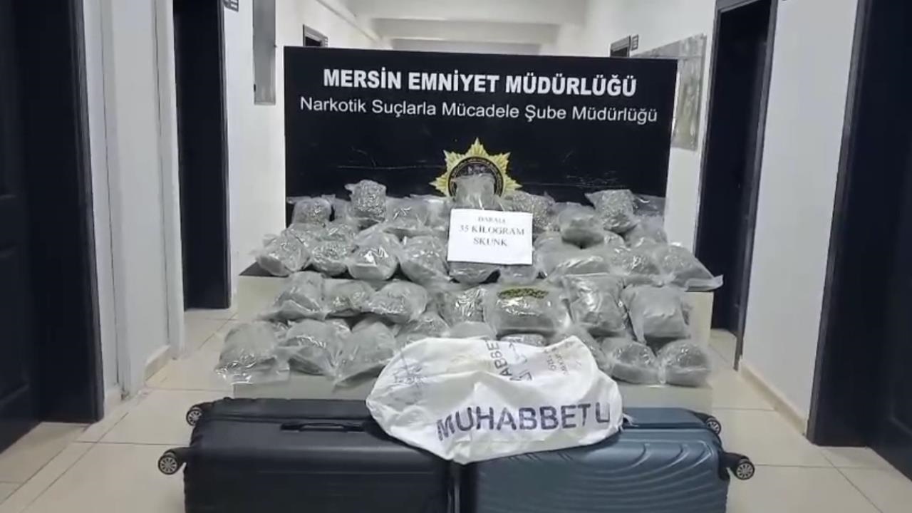 Mersin'de Yolcu Minibüsünde 35 Kilogram Skunk Ele Geçirildi*