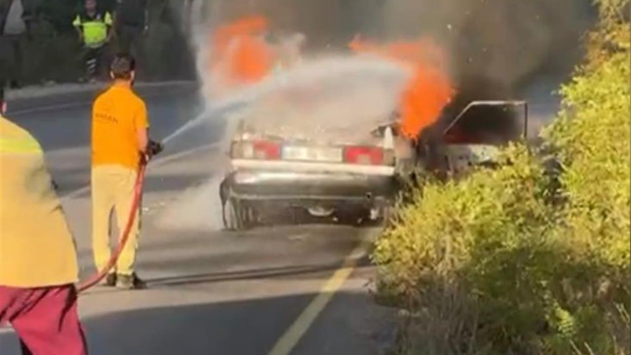 Osmaniye'de Otomobil Yangını: Ormana Sıçramadan Kontrol Altına Alındı