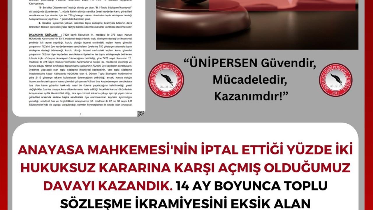 ÜNİPERSEN Davayı Kazandı: Kamu Görevlilerine Ödeme Yapılacak