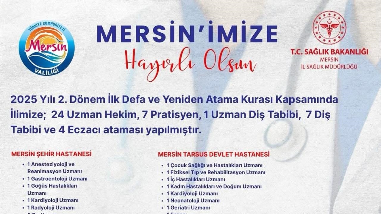 Mersin’e Yeni Hekim ve Eczacı Atamaları Gerçekleştirildi