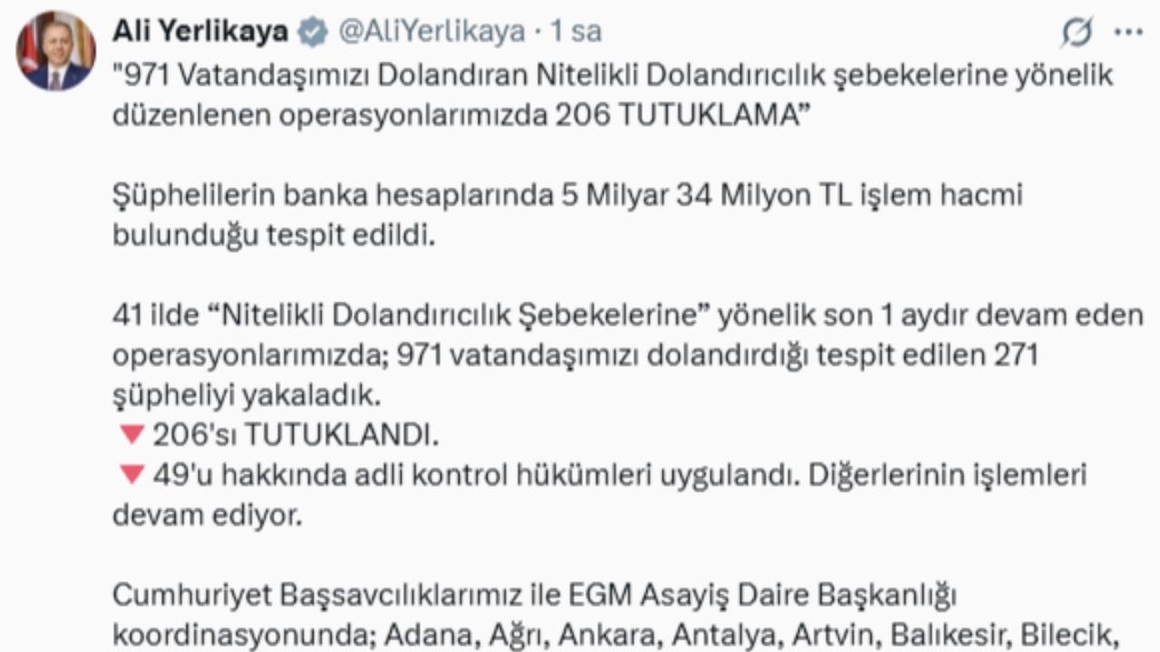 Mersin Dahil 41 İlde 971 Kişiyi Dolandıran Şebeke Çökertildi: Bakan Yerlikaya Duyurdu!