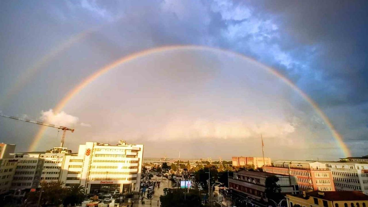 Samsun'da Gökkuşağı Manzarası Hayran Bıraktı