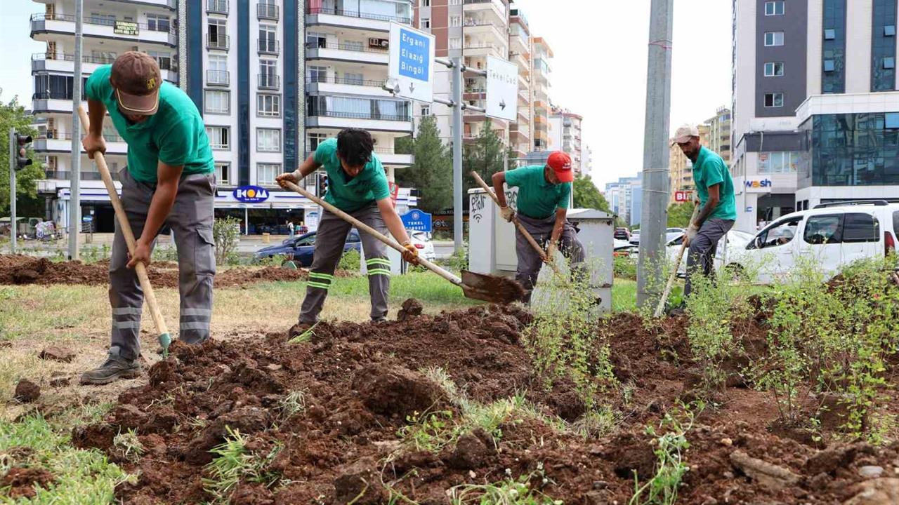 Diyarbakır'da Estetik Kavşak Düzenlemeleri Devam Ediyor