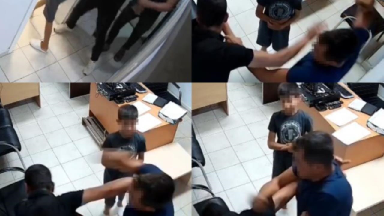 Silifke'de Kocanın Polis Merkezinde Kayınbiraderi Tarafından Darp Edilmesi Görüntülendi