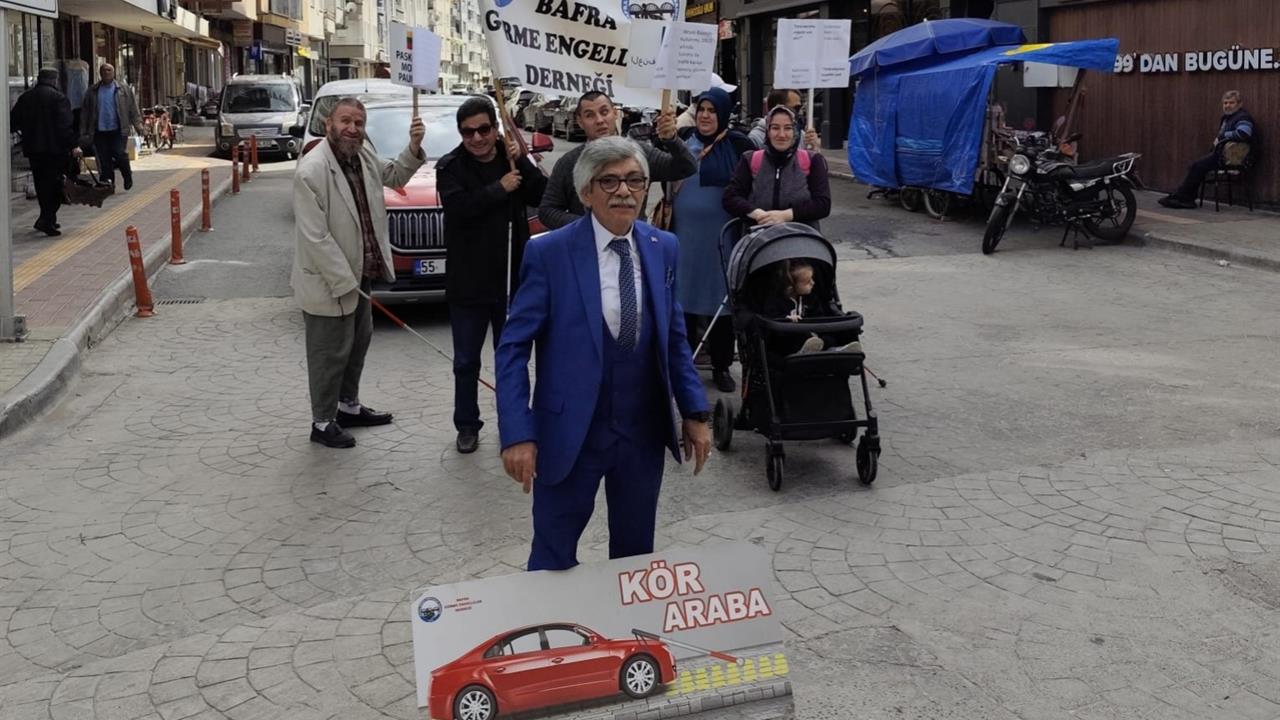 Bafra'da Görme Engelliler Farkındalık Yürüyüşü Düzenlendi