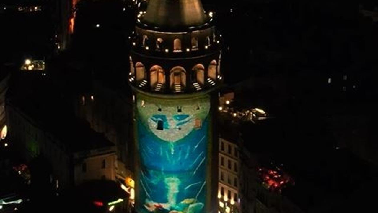 Galata Kulesi’ne çevre temalı görseller yansıtıldı - İSTANBUL