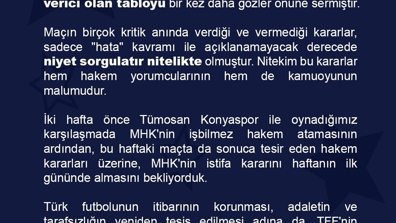 Başakşehir'den Galatasaray Maçına Hakem Tepkisi