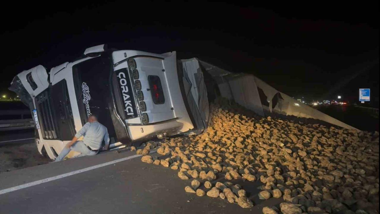 Aksaray'da Tırın Devrilmesine Neden Olan Köpek Kazası