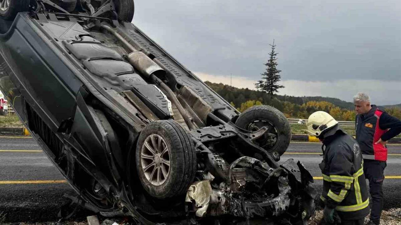 Kastamonu'da Takla Atan Araçta Sürücü Yaralandı