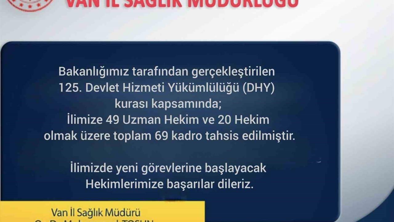 Van'a 69 Yeni Hekim Atandı: Sağlık Kadrosu Güçleniyor