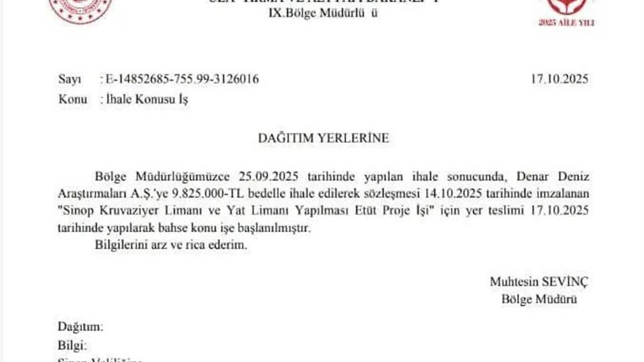 Sinop'ta Kruvaziyer Limanı Projesi İhalesi Tamamlandı