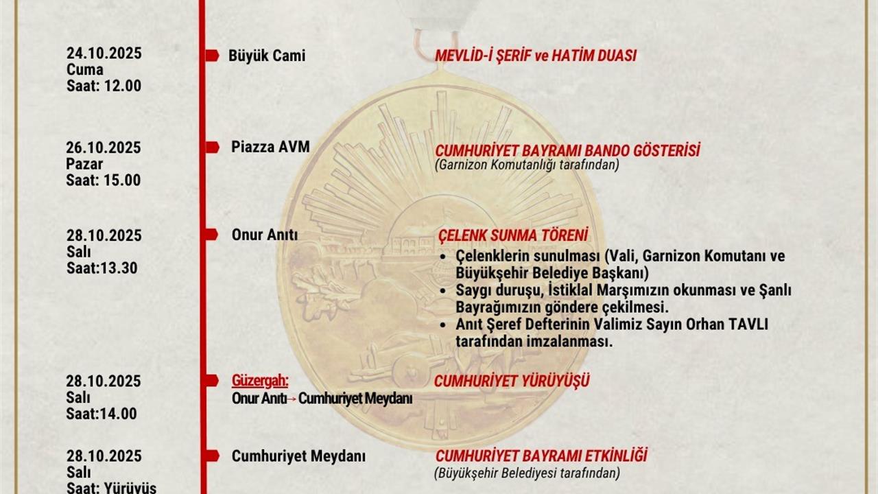 Samsun'da Cumhuriyet Bayramı Kutlama Programı Açıklandı