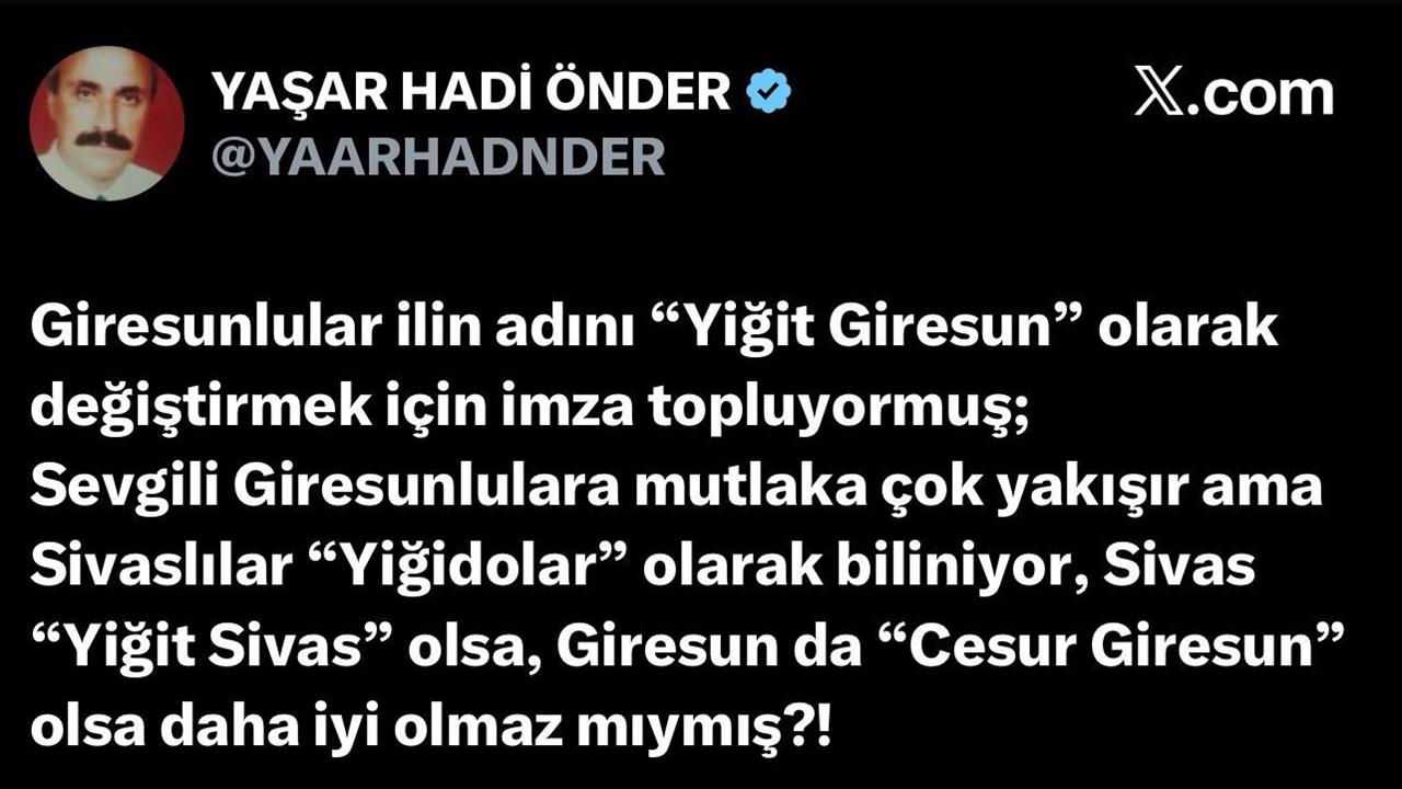 Giresun'da "Yiğit" Unvanı İçin İmza Kampanyası Başlatıldı