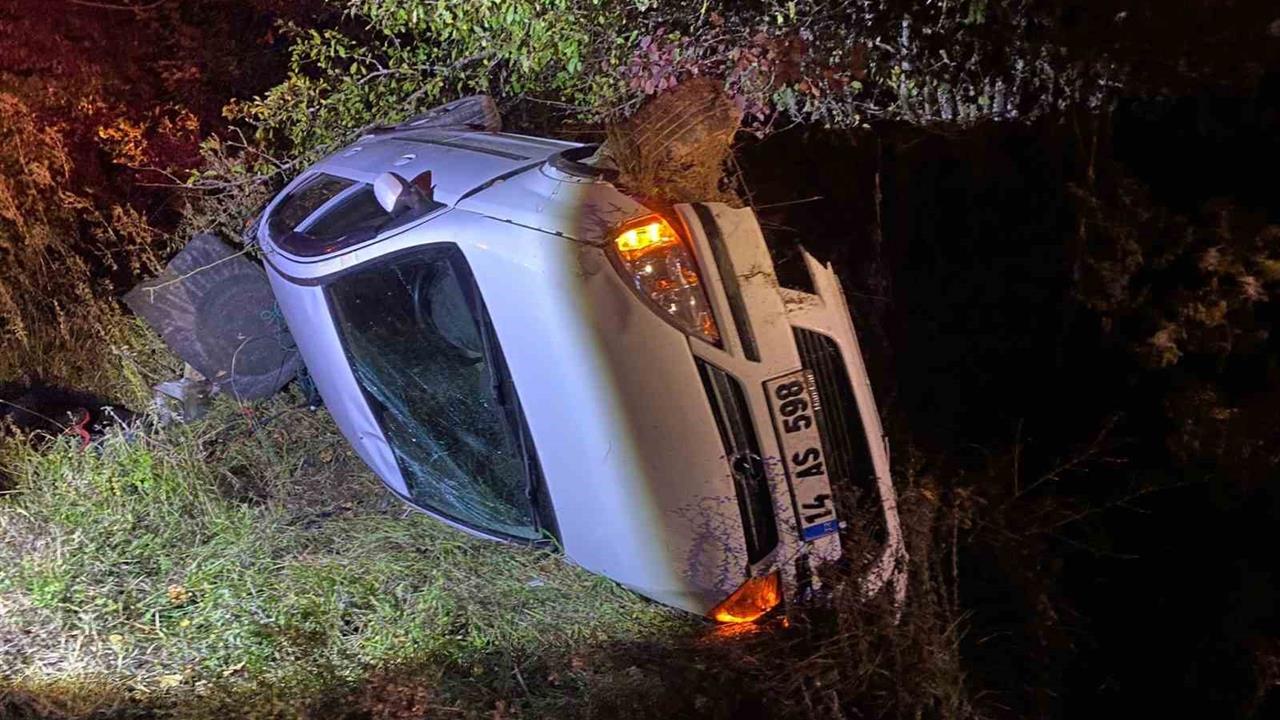 Bolu'da Takla Atan Otomobil Kazasında Sürücü Yaralandı