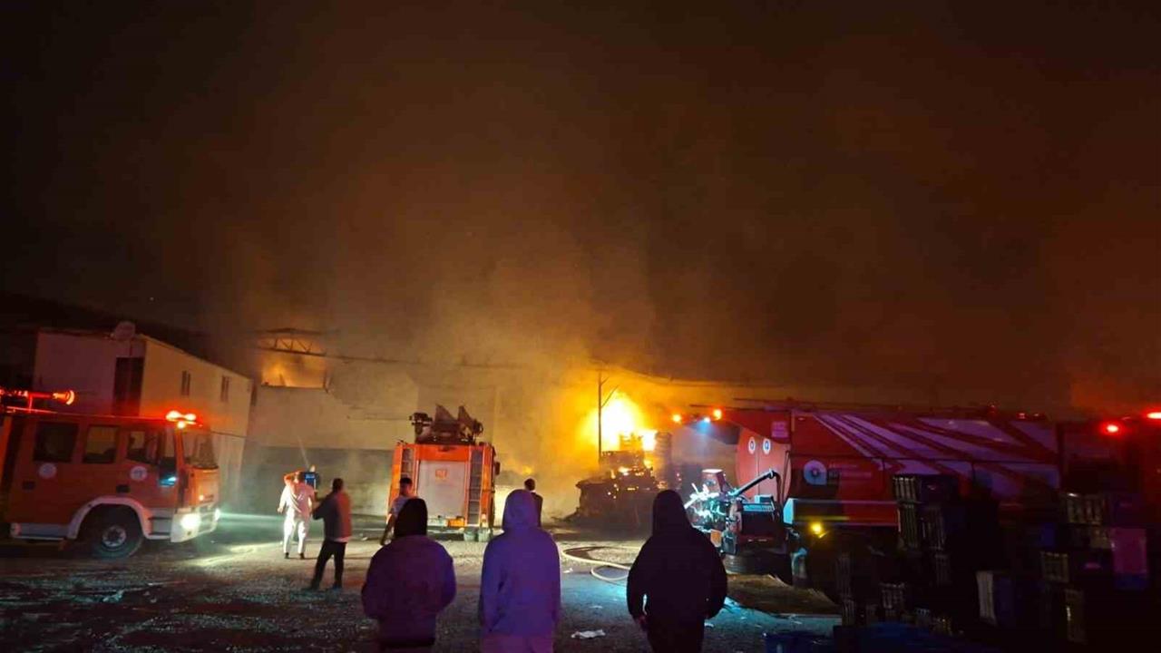 Antalya Kepez'de Meyve-Sebze Paketleme Fabrikasında Yangın Sonrası Hasar Gün Ağarınca Görüldü