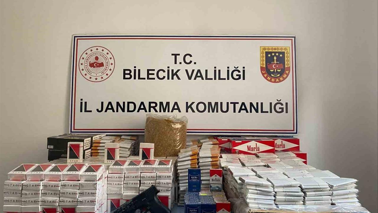 Bilecik Osmaneli'nde Jandarma Ekipleri Kaçak Tütün ve Ruhsatsız Silah Buldu