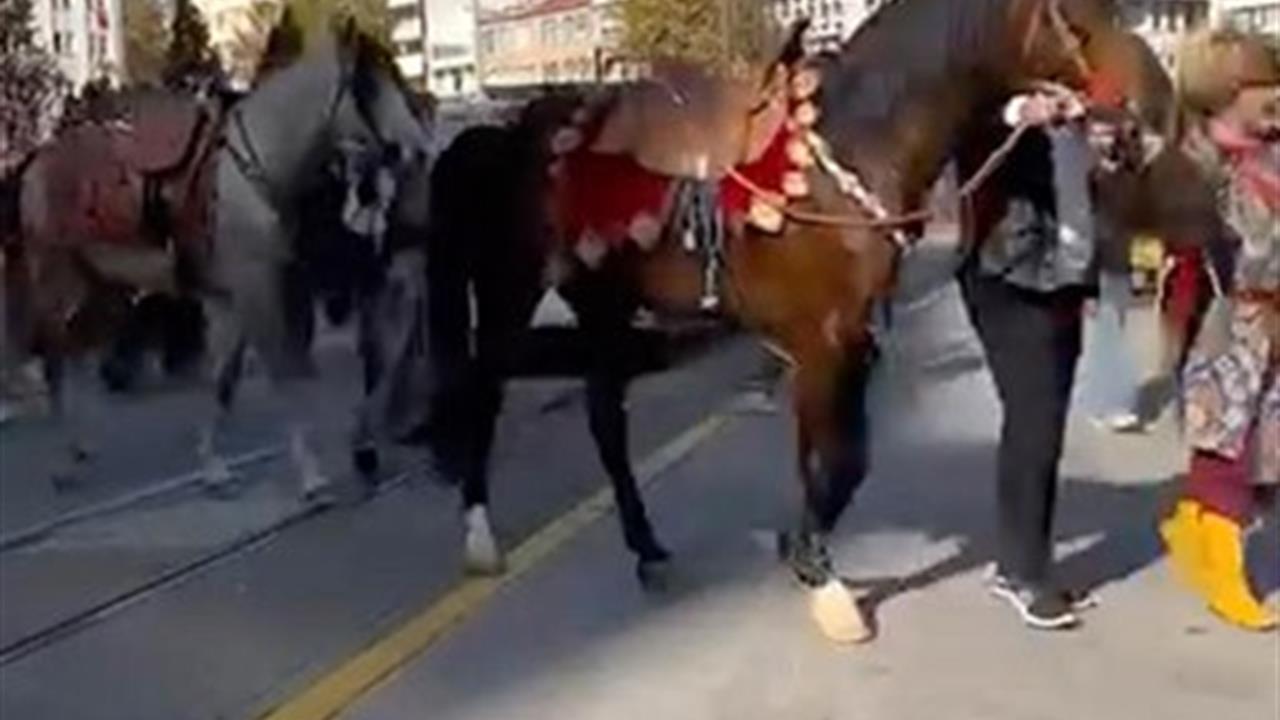 Eskişehir Odunpazarı'nda Yöresel Kıyafetli İnsanlar Tarafından Atlar Gezdirildi