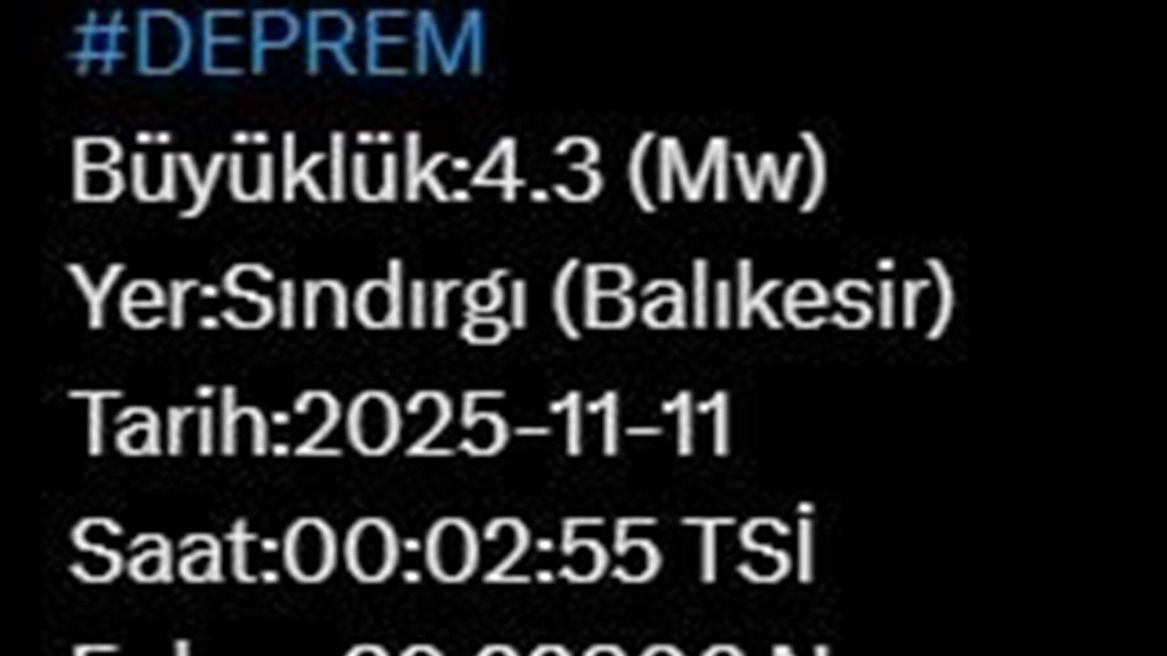 Balıkesir Sındırgı'da 4.3 Büyüklüğünde Deprem Meydana Geldi