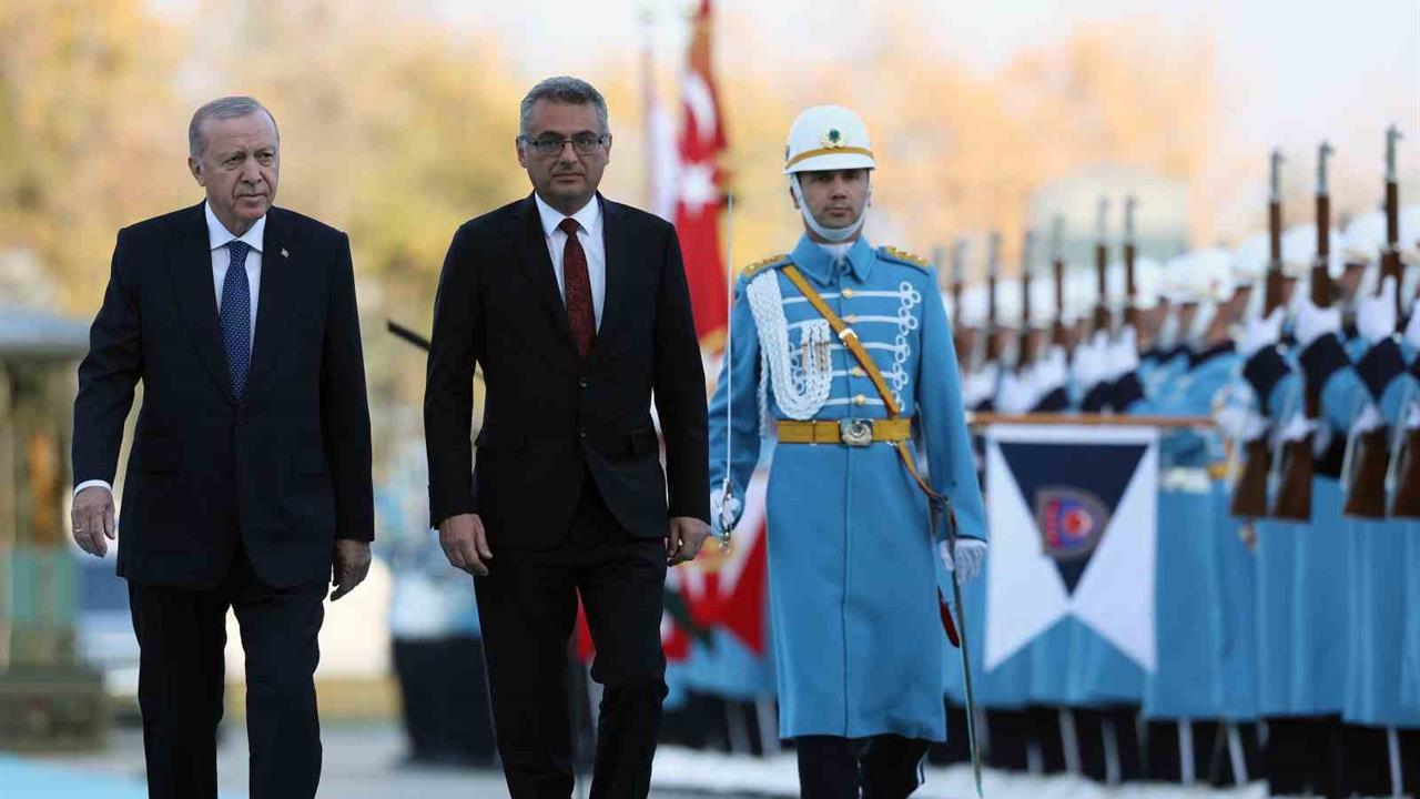 Ankara'da Cumhurbaşkanı Erdoğan, KKTC Cumhurbaşkanı Erhürman'ı Resmi Törenle Karşıladı
