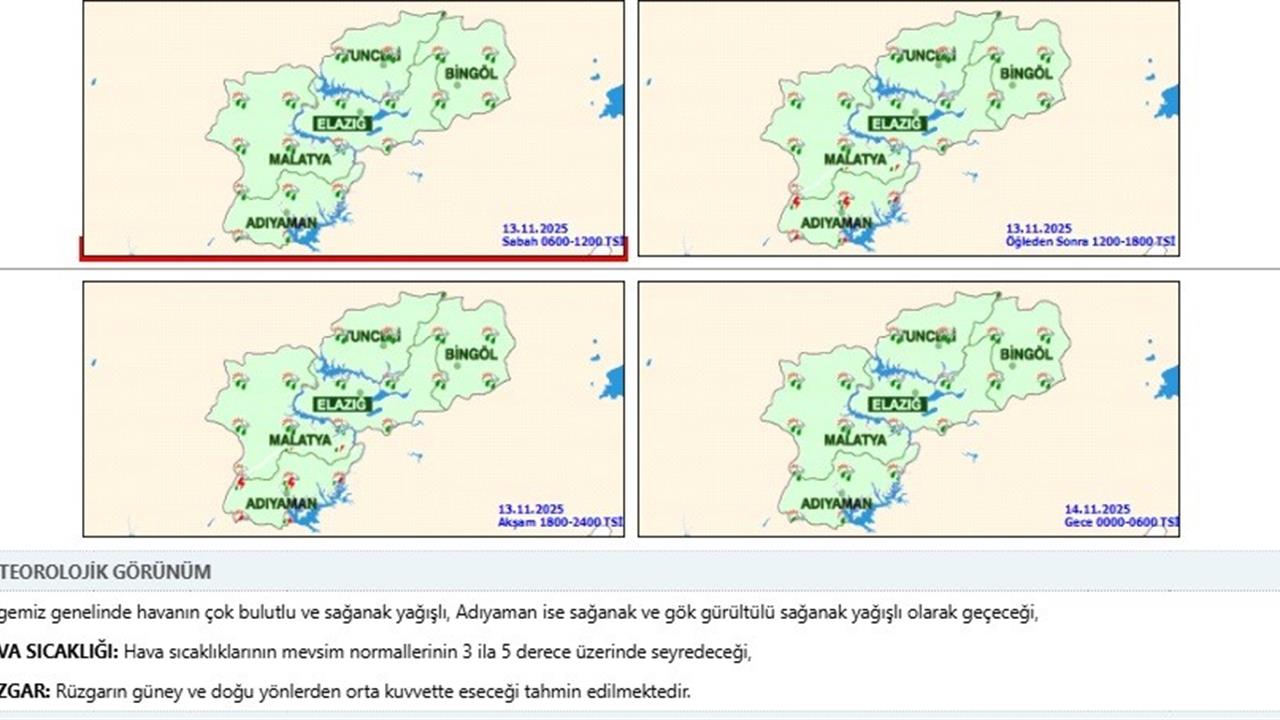 Tunceli'de Sağanak Yağışlar, Hava Sıcaklıkları Mevsim Normallerinin Üzerinde Seyrediyor