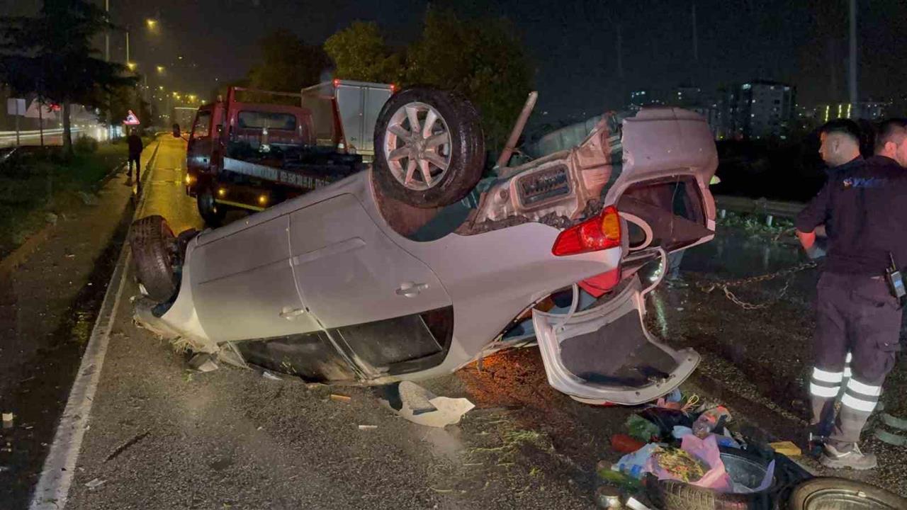 Samsun Canik'te Kontrolden Çıkan Araç Takla Attı, 4 Kişi Kurtuldu