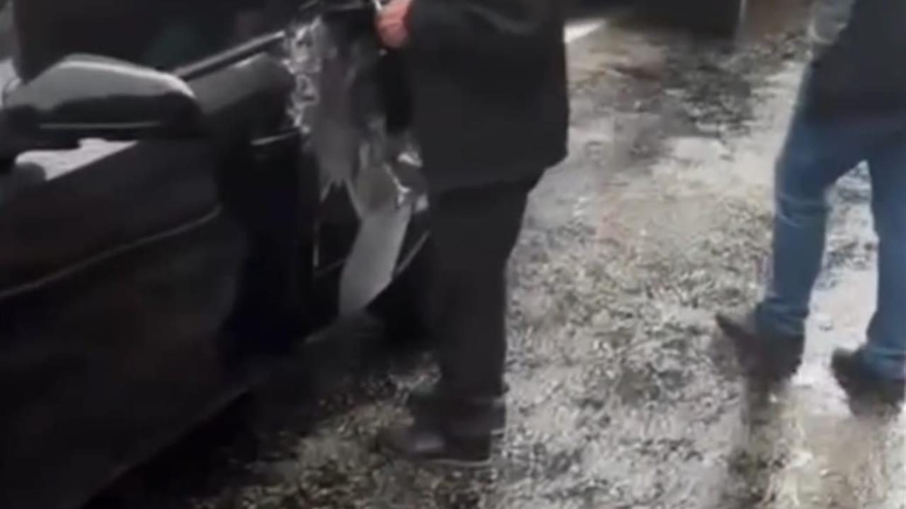 Adana'nın Himmetli Mahallesi'nde Kaya Parçası Düşmesi Sonucu Bir Araç Hasar Gördü