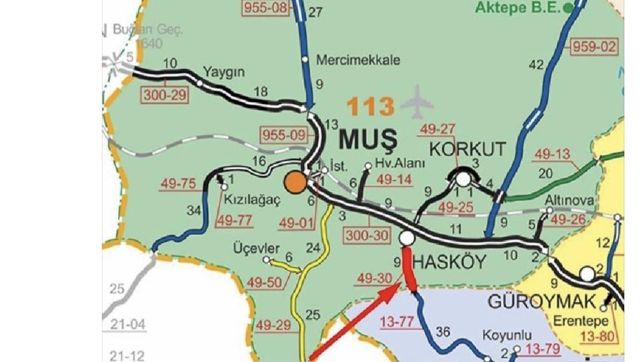 Muş Hasköy-Mutki Yolunda Kar Yağışı Nedeniyle Ulaşım Kapandı