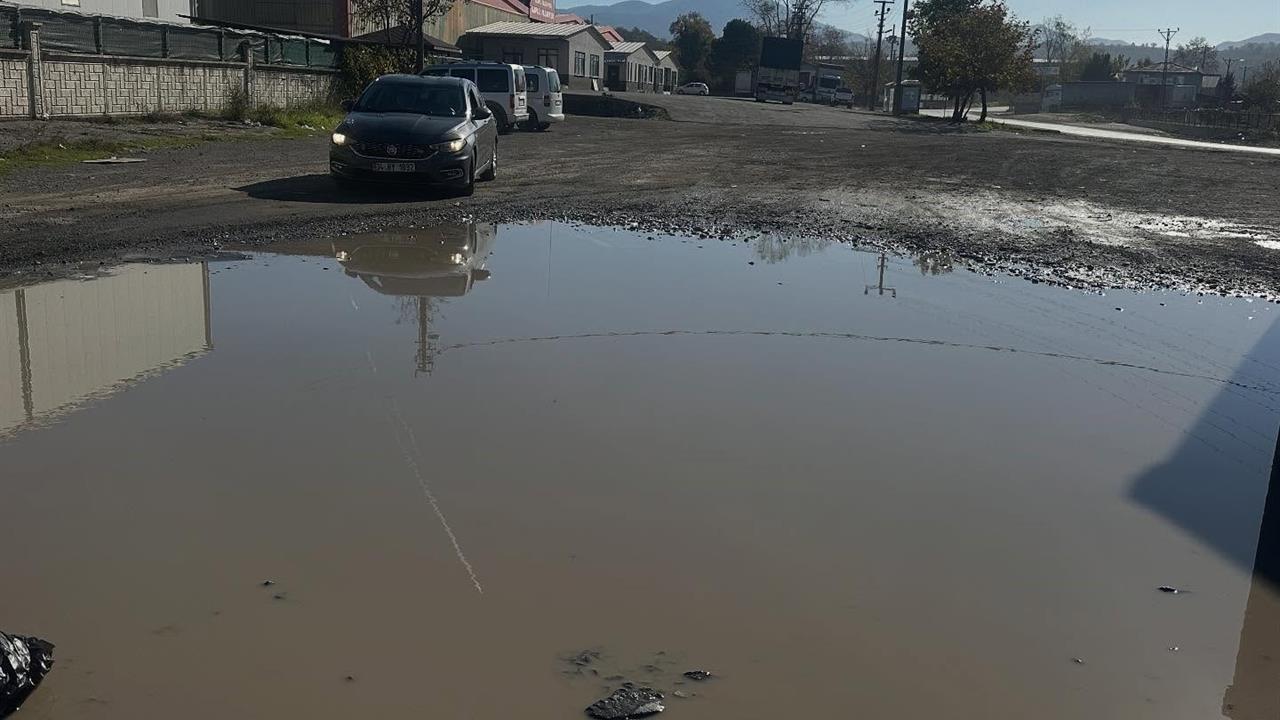 Zonguldak Alaplı'da Yağmur Sonrası Yola Su Birikintisi Oluştu
