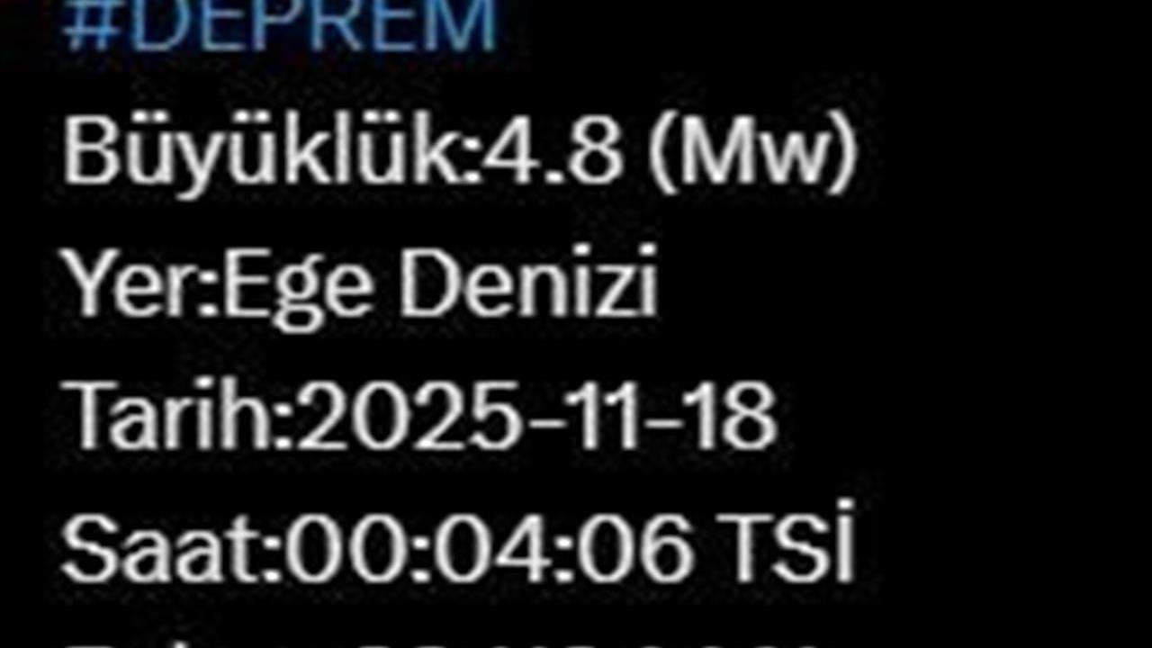 Ege Denizi’nde 4.8 Büyüklüğünde Deprem Oldu