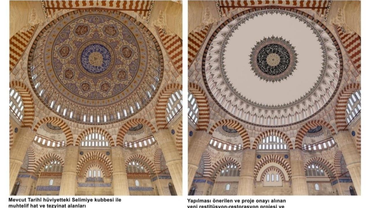Edirne Selimiye Camii'nde Kubbe Süslemeleri İçin Restorasyon Projesi Mahkeme Tarafından Durduruldu