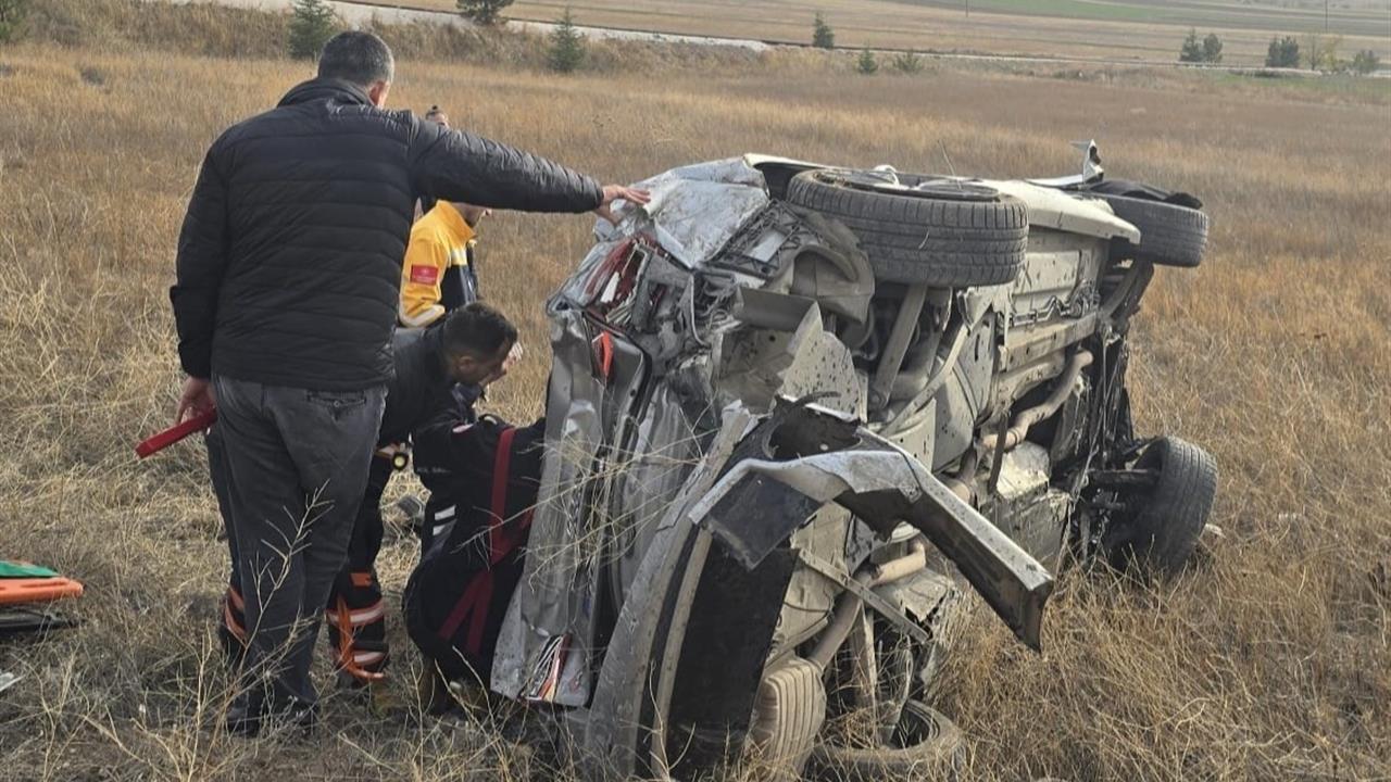 Çankırı Korgun'da Takla Atan Otomobilde 1 Kişi Yaralandı